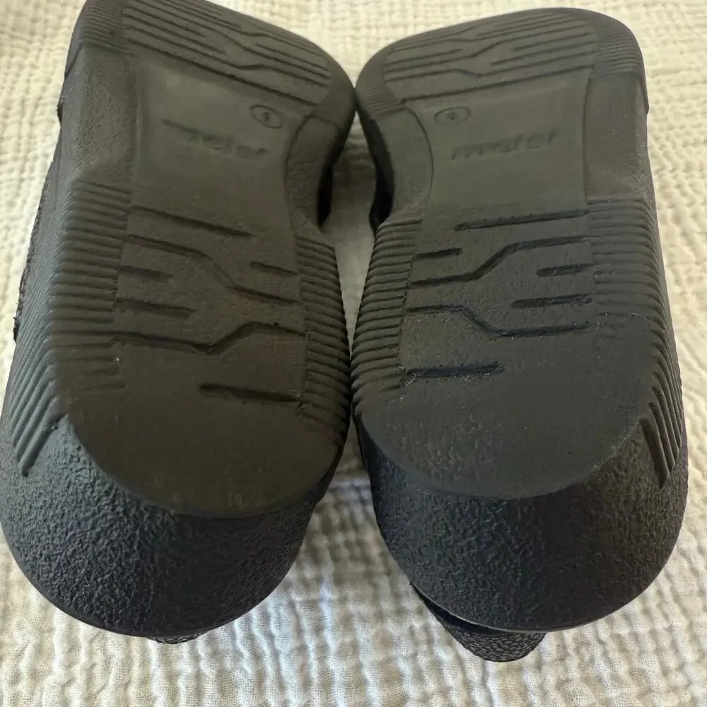 Meisi Women Sandals Size 6 Slides Black Leather Comfort Adjustable Strap Germany
